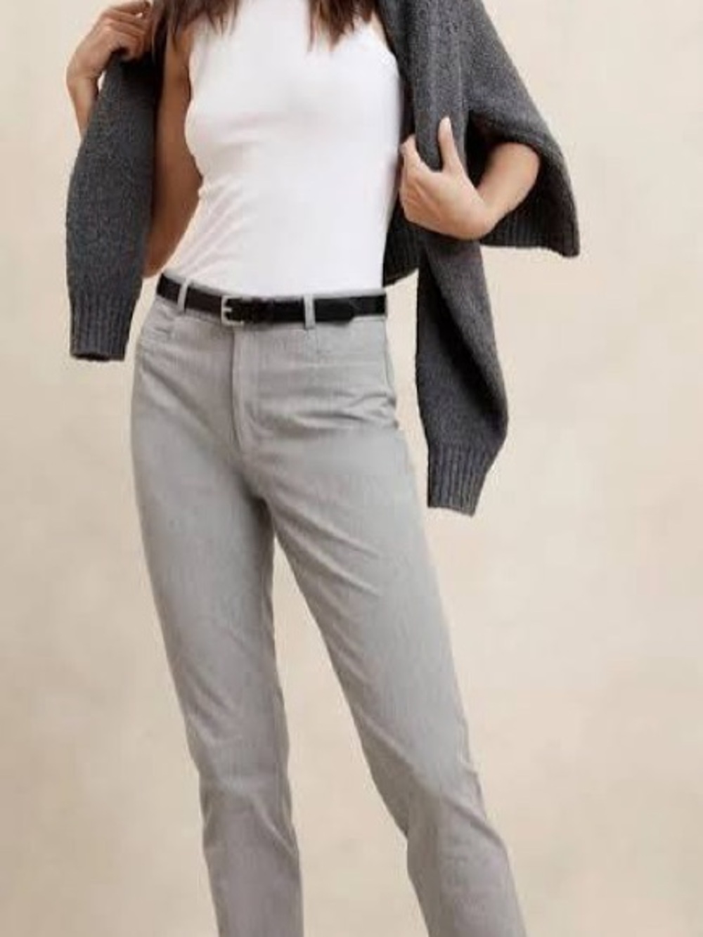 Banana Republic Sloan -high-Rise Straight Pants in Light Gray